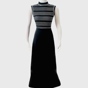 Vintage 1960's Evan Wayne Original Black and Silver Sleeveless Maxi Dress (EUC)